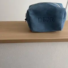Dior 青 デニム風 ジッパーポーチ