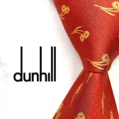 ◆美品◆dunhill ダンヒル ネクタイ オレンジ色 花柄 カジュアル