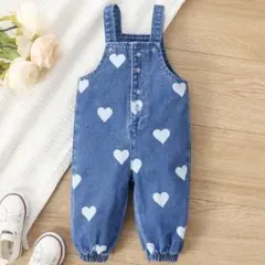 ハート　デニム　オーバーオール