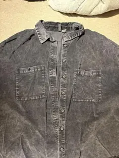 コーデュロイ シャツ オーバーサイズ ウォッシュ加工 ヴィンテージ感 グレー