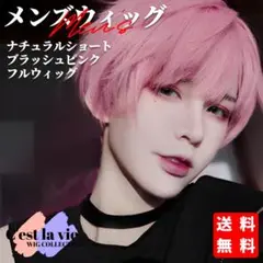 匿名配送 新品 フルウィッグ メンズ ショート ピンク 医療用 コスプレ Y2K