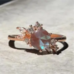 ヴィンテージサフィレット　アシンメトリーシルバーリング　ローズゴールドプレート