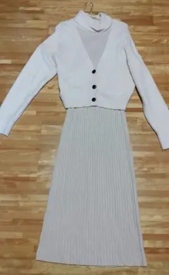 salire ライトピンク ノースリーブワンピース カーディガン付き