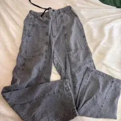 GU グレー イージーパンツ ドローストリング付き Sサイズ