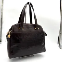 【美品】 ungaro ウンガロ ハンドバッグ ブラウン クロコ型押し レザーのサムネイル