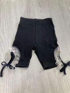 90 レギンス 黒 スパッツ ズボン パンツ ベビー服 女の子 レース 花 バラ
