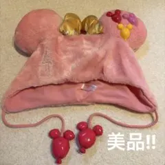 ミッキー耳付きピンク帽子