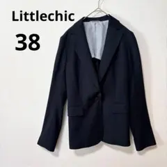 美品 Littlechic ネイビー M テーラードジャケット シンプル 背抜きのサムネイル