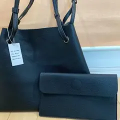 ブラック　バッグINバッグ付き トートバッグ 合成皮革⭐︎