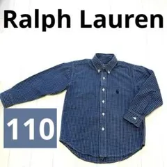【美品】ポロラルフローレン　ネイビー チェック柄 長袖シャツ 110