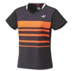 YONEX バドミントンウェア 黒/オレンジ ストライプ