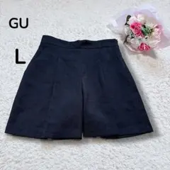 【GUジーユー】タックショートパンツ　ウエスト後ろゴム　大人カジュアル　黒　L