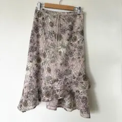 CRYSTAL BEAM レース花柄アシンメトリースカート ピンク M セシールのサムネイル