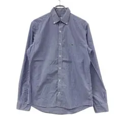 ラコステ レディース長袖シャツ 青 白 M相当 ストライプ コットン【5285】