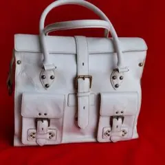 ハンドバッグ レディース 白　ホワイト 革製 大容量