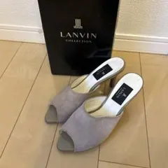 LANVIN コレクション グレー ミュール 8cmヒール