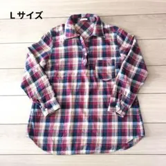 チェック柄長袖プルオーバーシャツ