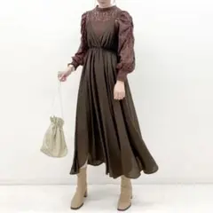 アルシーヴ　裾ラウンドキャミワンピース　ブラウン