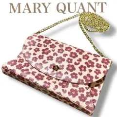 マリークワント 良品 2way フラワー総柄 ゴールドチェーン ショルダーバッグ