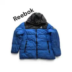 Reebok 肉厚 ダウンジャケット 青×黒 XL フード付き ポケット難あり