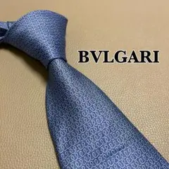ブルガリ　ネクタイ　ストライプ ドット　チェック　ブルー　青色