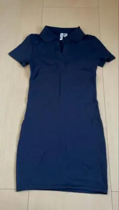 H&M DIVIDED ネイビー 半袖 ポロ シャツ ミニ ワンピース　XSのサムネイル