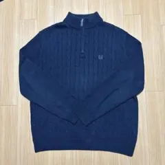 CHAPS ハーフジップ セーター ネイビー グレー カシミアブレンド ハーフジップ セーター (グレー) - メンズ