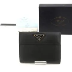 ✨新品未使用✨　PRADA ミニ財布　三角プレート　サフィアーノ　二つ折り