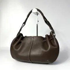 美品　土屋鞄 ハンドバッグ レザー 茶 ダークブラウン シボ革 肩掛け 928