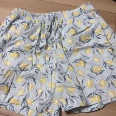 レモン柄 水色 ハーフパンツ