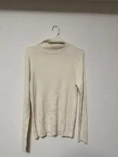 GU リブタートルネックセーター 長袖 オフホワイト XL