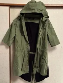 オリーブグリーン ミリタリージャケット フード付き