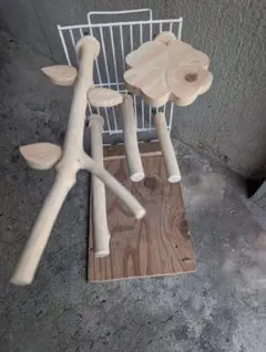 止まり木(M415)欅＋檜のステップ