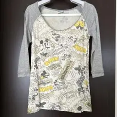 ミッキーマウス コミックプリント 七分袖Tシャツ
