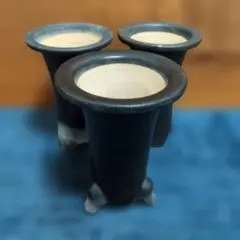 [蘭鉢]黒い陶器製円筒型3個セット