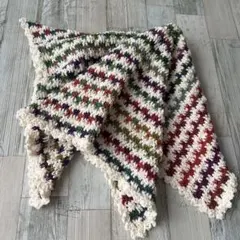 カラフルブランケット　ひざ掛け　手編み　かぎ針編み