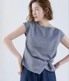 【ur's】シャーベットリネンライクウエスト絞りブラウス　完売品　美品のサムネイル