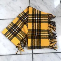 チェック柄フリンジマフラー