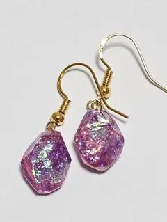 １３レジン・アレルギーSilver925・キラキラピアス 氷 雫ピアス