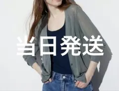 UNIQLO ライトVネックカーディガン 薄手 接触冷感 冷房 XL オリーブ