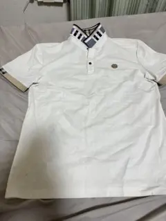 ホワイト ポロシャツ チェック襟