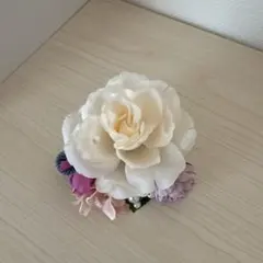 フラワーコサージュ ヘアアクセサリー ブローチ ハンドメイド 髪飾り 2way