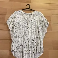 ドット柄 レーヨンシャツ Mサイズ