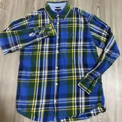 トミーヒルフィガー　タータンチェック長袖シャツ　ブルー×グリーン　キッズL
