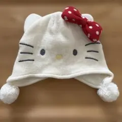 ハローキティ ニット帽 アイボリー　50-54㎝　女の子　帽子　冬　サンリオ
