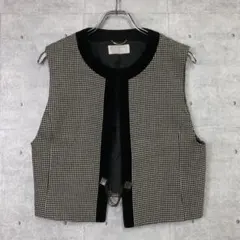 レトロ トラッド マニッシュ古着 シルバーチェーン留め 千鳥格子柄ベスト