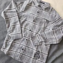 BeBeチェック柄長袖シャツ140新品未使用グレーBeBeべべ