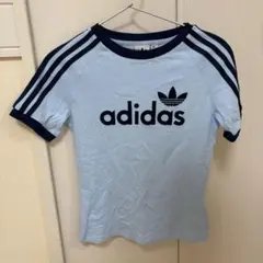 完売品】adidas スリムフィット 水玉半袖Tシャツ ポルカドット 水色 L