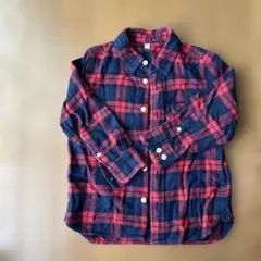 【無印良品】赤チェック柄長袖シャツ 110 フランネルシャツ