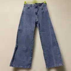ライトブルー デニム ワイドレッグパンツ